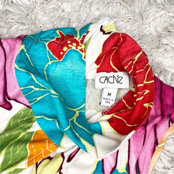 Cache Bodycon Ruched Floral Dress with Keyhole Size Medium - Picture 7 of 10